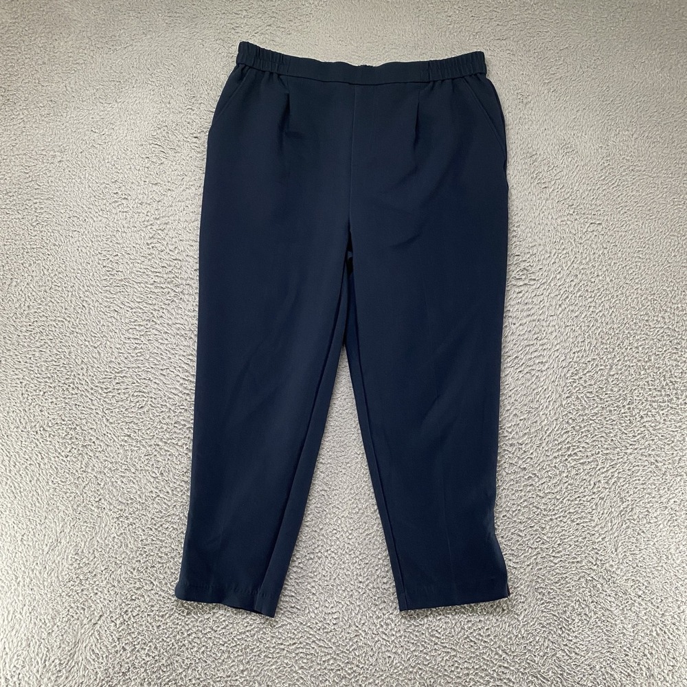 Anthropologie Crepe Dress Pants Womens XL Blue Tapered Pull On Stretch Work